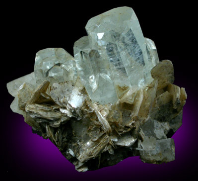 Beryl var. Aquamarine in Muscovite from Dusso, Baltistan, Gilgit-Baltistan, Pakistan