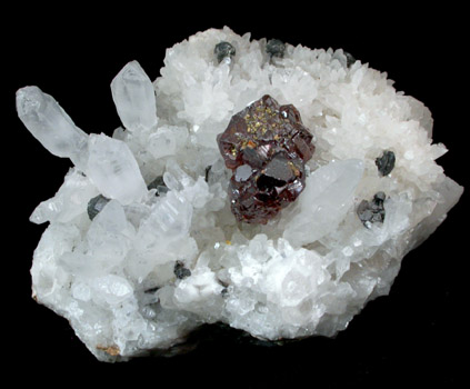 Sphalerite on Quartz var. Scepters from Cavnic Mine (Kapnikbanya), Maramures, Romania