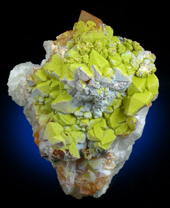 Pyromorphite on Quartz from Hofsgrund, Schausinsland, Schwarzwald, Germany