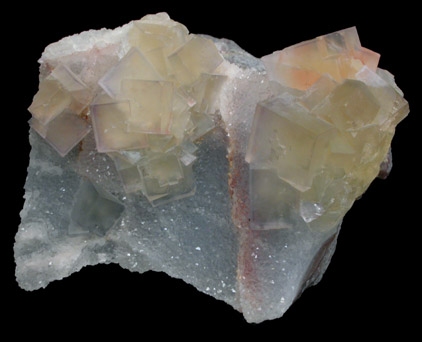 Fluorite on drusy Quartz from Portezuelo, Catamarca Province, Argentina