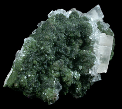 Calcite on Mottramite from Tsumeb Mine, Otavi-Bergland District, Oshikoto, Namibia