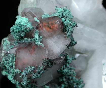 Copper and Aragonite var. Tarnowitzite from Tsumeb Mine, Otavi-Bergland District, Oshikoto, Namibia