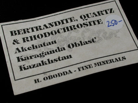 Bertrandite, Rhodochrosite, Quartz from Akchatau, Karaganda Oblast', Kazakhstan