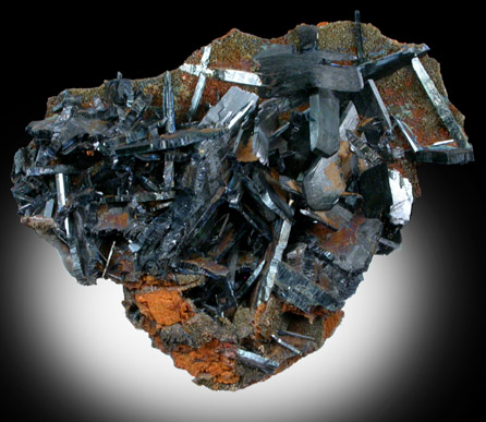 Vivianite on Goethite from Fortitude Open Pit Mine, Battle Mountain District, Lander County, Nevada