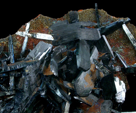 Vivianite on Goethite from Fortitude Open Pit Mine, Battle Mountain District, Lander County, Nevada