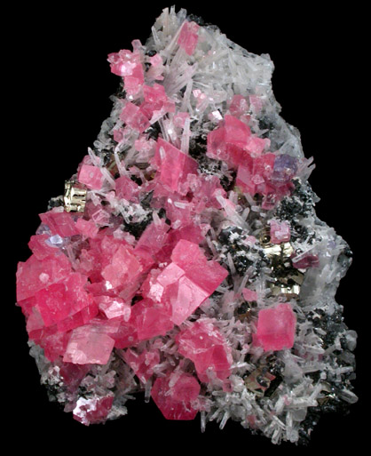 Rhodochrosite, Quartz, Sphalerite, Fluorite, Pyrite from Hedgehog Pocket, Sweet Home Mine, Alma District, Park County, Colorado