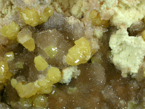 Sulfur with Aragonite from Agrigento District (Girgenti), Sicily, Italy