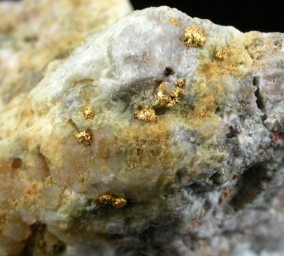 Gold in Quartz from Cripple Creek Mining District, Teller County, Colorado