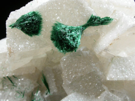 Malachite on Calcite from Tsumeb Mine, Otavi-Bergland District, Oshikoto, Namibia