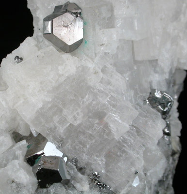 Carrollite in Calcite from Kamoya II Mine, Kambove, Katanga (Shaba) Province, Democratic Republic of the Congo