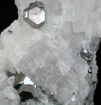 Carrollite in Calcite from Kamoto II, Kolwezi Mining District, 240 km WNW of  Lubumbashi, Katanga Copperbelt, Lualaba Province, Democratic Republic of the Congo