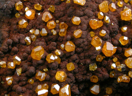 Wulfenite on Jarosite from Whim Well Mine, Whim Creek gold fields, Western Australia, Australia