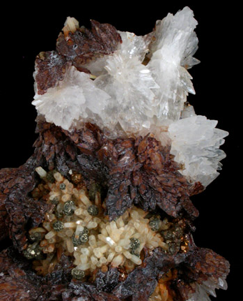Calcite, Quartz, Pyrite from Santa Eulalia District, Aquiles Serdán, Chihuahua, Mexico
