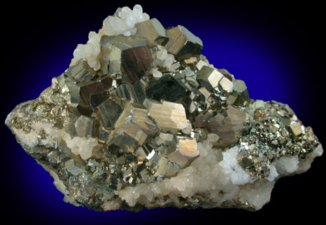 Pyrite on Quartz from Quiruvilca District, Santiago de Chuco Province, La Libertad Department, Peru