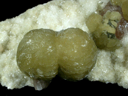 Gyrolite over Calcite from Malad-Kurar Quarry, Bombay, Maharashtra, India