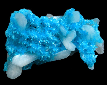 Cavansite on Stilbite from Wagholi Quarry, Maharashtra, India