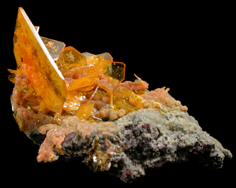 Wulfenite with Mimetite from San Francisco Mine, Cerro Prieto, near Cucurpe, Sonora, Mexico