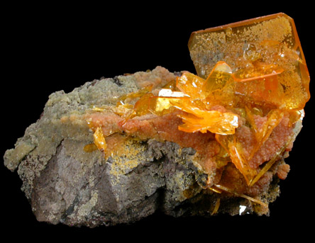 Wulfenite with Mimetite from San Francisco Mine, Cerro Prieto, near Cucurpe, Sonora, Mexico