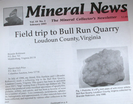 Prehnite with Stilbite from Bull Run Quarry, near Conklin, Loudoun County, Virginia