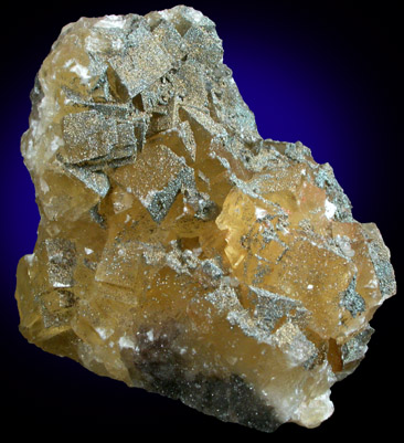 Pyrite on Fluorite from Moscona Mine, Villabona District, Asturias, Spain