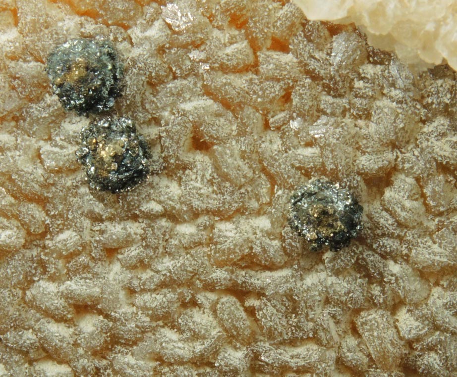 Stilbite-Ca with Calcite and Pyrite (best of find) from 700' level, Sta.167, Queens Tunnel of NYC Water Tunnel #3, Woodside, Queens, New York City, Queens County, New York