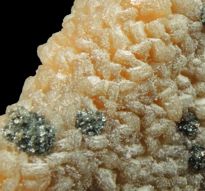 Stilbite-Ca with Calcite and Pyrite (best of find) from 700' level, Sta.167, Queens Tunnel of NYC Water Tunnel #3, Woodside, Queens, New York City, Queens County, New York