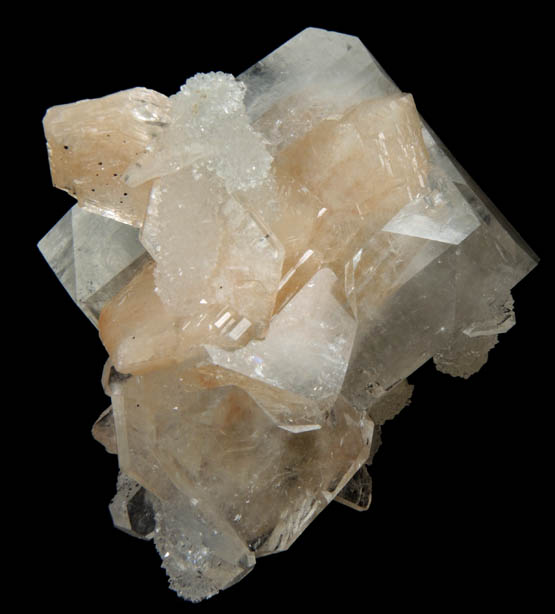 Apophyllite with Stilbite on Quartz from Nashik District, Maharashtra, India