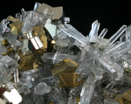 Chalcopyrite, Pyrite, Quartz from Huaron District, Cerro de Pasco Province, Pasco Department, Peru