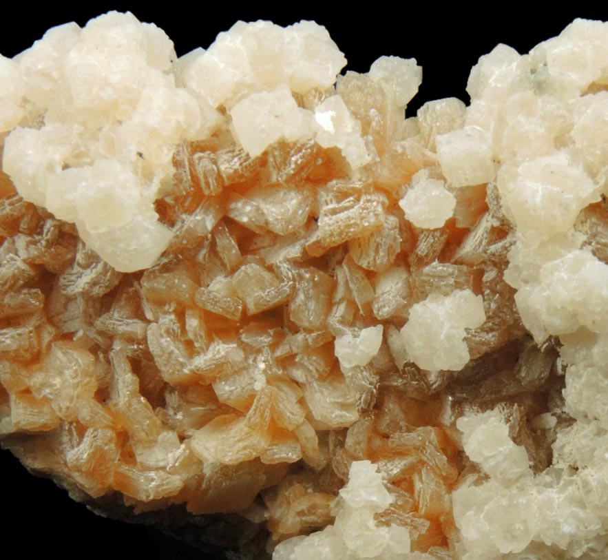 Stilbite-Ca and Calcite with minor Pyrite from 700' level, Sta.167, Queens Tunnel of NYC Water Tunnel #3, Woodside, Queens, New York City, Queens County, New York