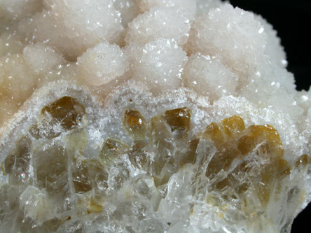 Quartz over Calcite and Quartz from Charcas District, San Luis Potosi, Mexico