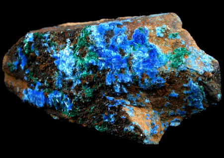 Cyanotrichite with Brochantite from Mina Vieja, Potrerillos, Atacama, Chile