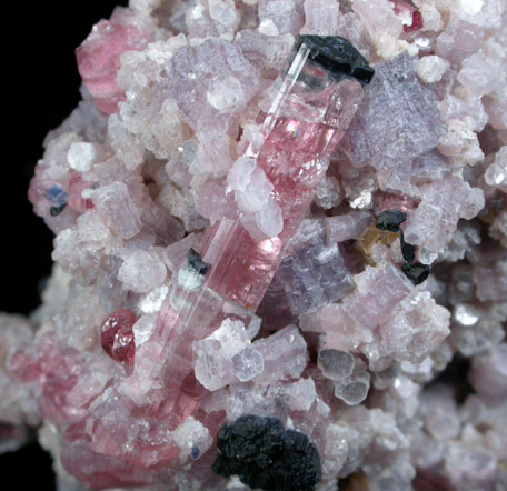 Lepidolite with Elbaite-Foitite Tourmaline from Mount Mica Quarry, Paris, Oxford County, Maine