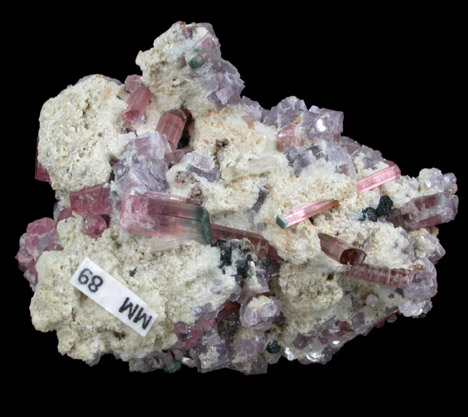 Lepidolite with Elbaite-Foitite Tourmaline from Mount Mica Quarry, Paris, Oxford County, Maine