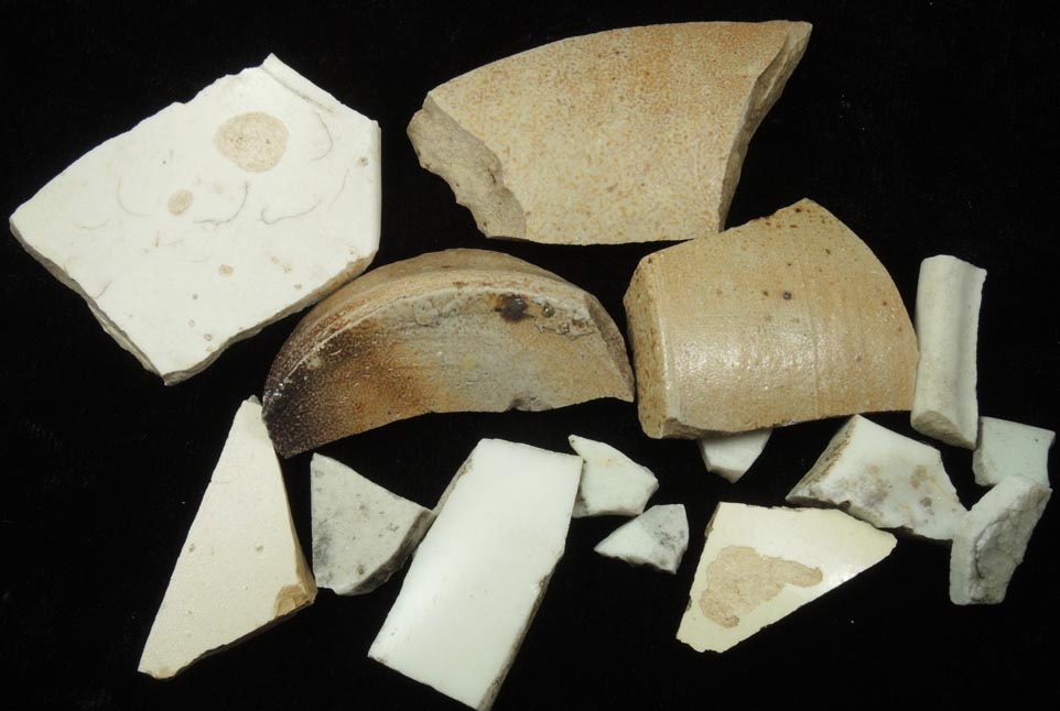 Glazed china and crockery fragments from midden probably from the Black Horse Tavern, Manhattan Island, near McGowan's Pass, New York City, New York County, New York