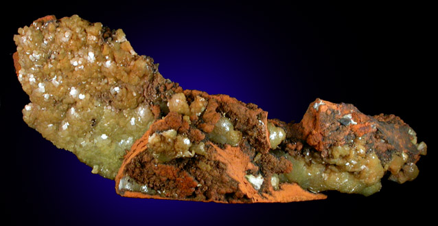 Adamite on Limonite from Mina Ojuela, Mapimi, Durango, Mexico