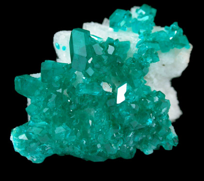 Dioptase on Calcite from Tsumeb Mine, Otavi-Bergland District, Oshikoto, Namibia