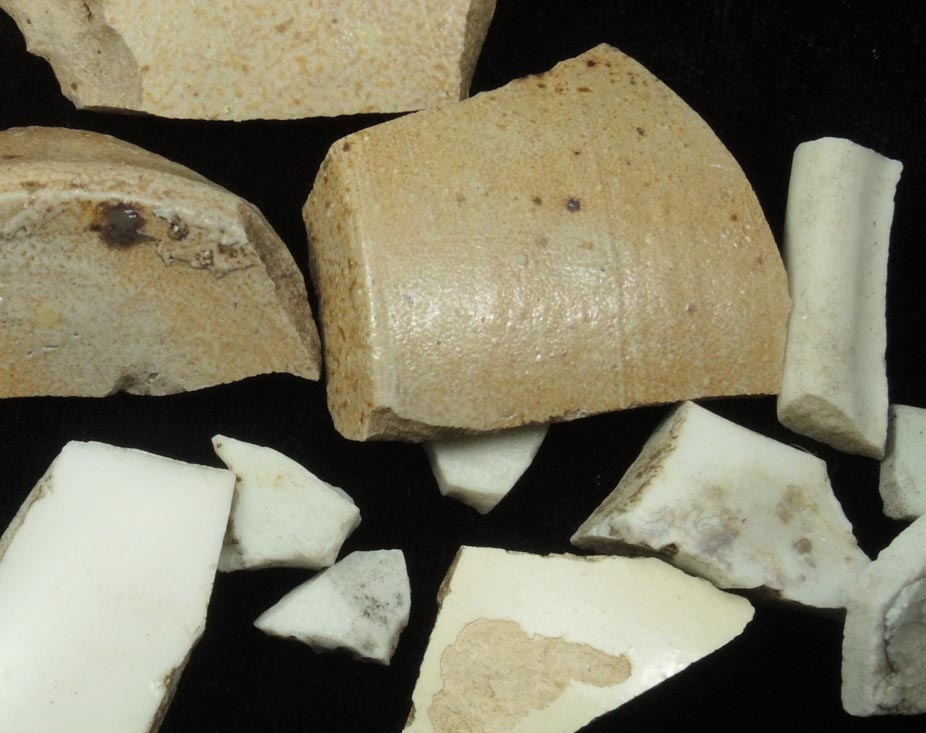 Glazed china and crockery fragments from midden probably from the Black Horse Tavern, Manhattan Island, near McGowan's Pass, New York City, New York County, New York