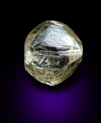 Diamond (1.06 carat yellow trisoctahedral crystal) from Orapa Mine, south of the Makgadikgadi Pans, Botswana