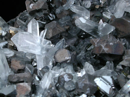 Quartz (Japan Law-twinned) on Sphalerite from Ianakiev Mine, Madan District, Rhodope Mountains, Bulgaria