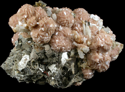 Siderite and Quartz on Pyrite from Trepca District, 10 km east of Kosozska Mitrovica, Kosovo