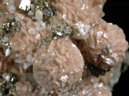 Siderite and Quartz on Pyrite from Trepca District, 10 km east of Kosozska Mitrovica, Kosovo