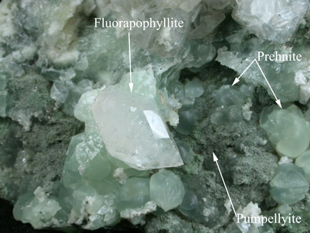 Apophyllite, Prehnite, Pumpellyite from O and G Industries Southbury Quarry, Southbury, New Haven County, Connecticut