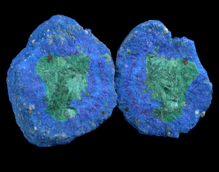 Azurite and Malachite (nodule) from Blue Ball Mine, 4.8 km south of Miami, Gila County, Arizona