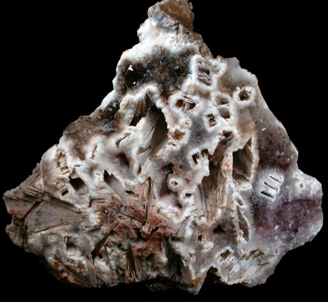 Quartz var. Amethyst with casts after Anhydrite from Prospect Park Quarry, Prospect Park, Passaic County, New Jersey