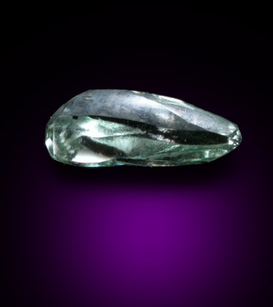 Diamond (0.30 carat green elongated crystal) from Finsch Mine, Free State (formerly Orange Free State), South Africa