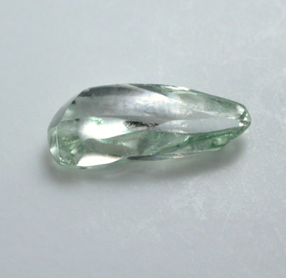 Diamond (0.30 carat green elongated crystal) from Finsch Mine, Free State (formerly Orange Free State), South Africa
