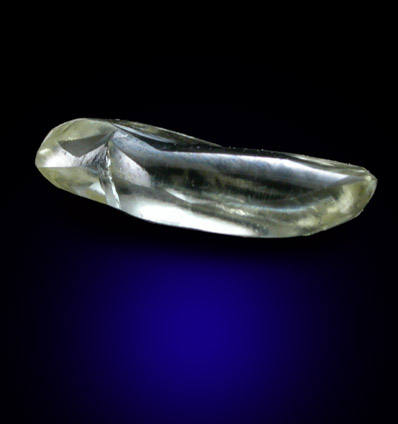 Diamond (0.63 carat yellow elongated crystal) from Finsch Mine, Free State (formerly Orange Free State), South Africa