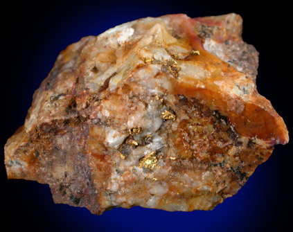 Gold in Quartz from Warwicke Canyon, Delmar, Lincoln County, Nevada