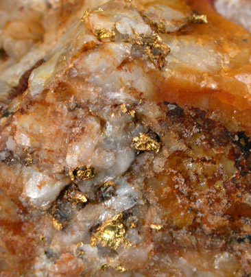 Gold in Quartz from Warwicke Canyon, Delmar, Lincoln County, Nevada