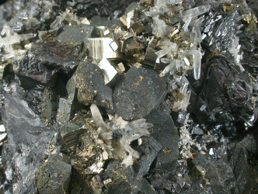 Chalcopyrite, Sphalerite, Pyrite, Quartz from Alimon Mine, Huaron, Cerro de Pasco, Peru